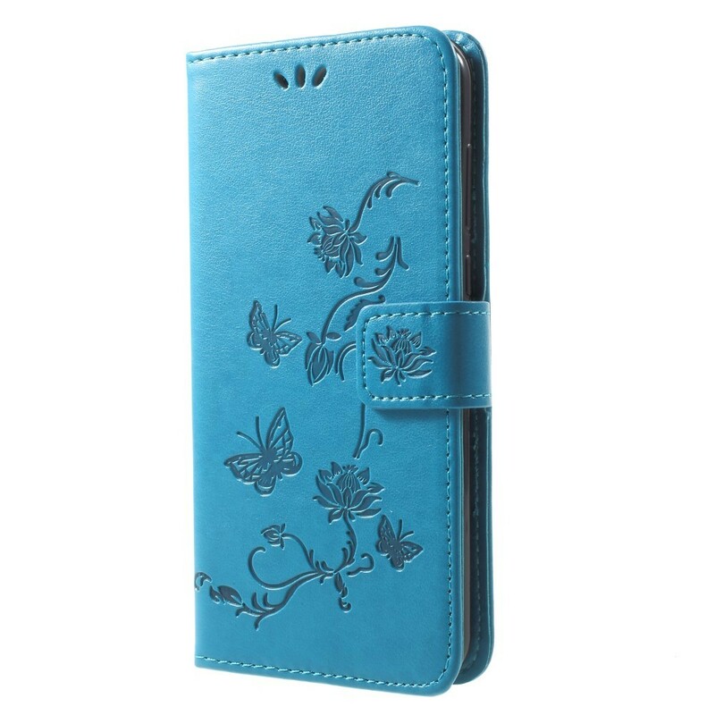 Huawei Mate 10 Lite Hülle Schmetterlinge und Blumen mit Riemen