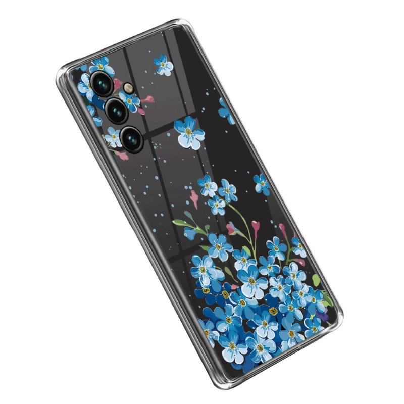 Samsung Galaxy A14 5G / A14 Transparent Cover Blaue Blumen