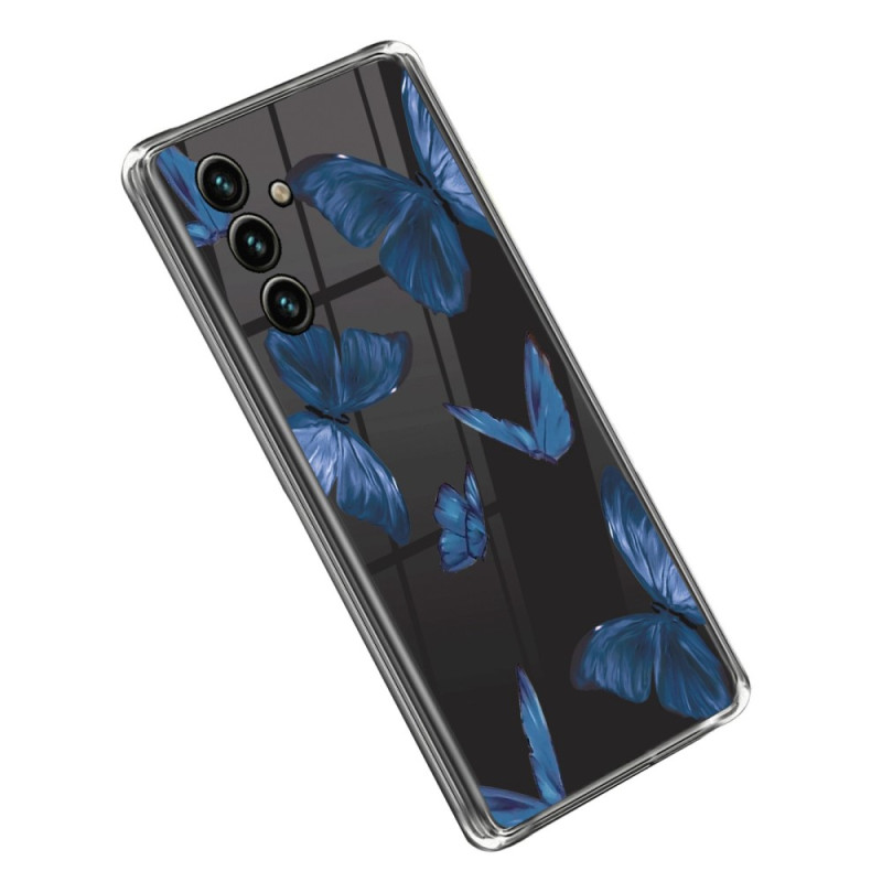 Samsung Galaxy A14 5G / A14 Transparent Cover Blaue Schmetterlinge
