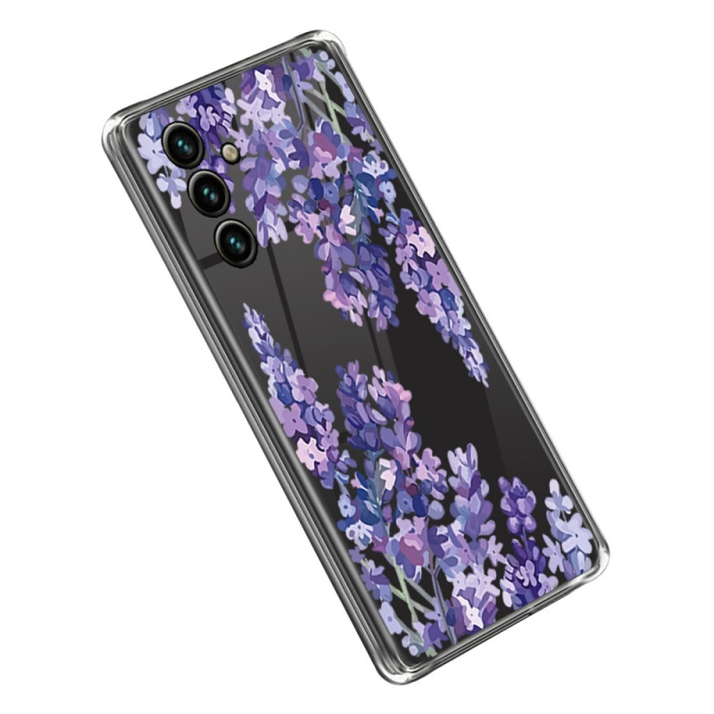 Samsung Galaxy A14 5G / A14 Transparent Cover Blumen Violett