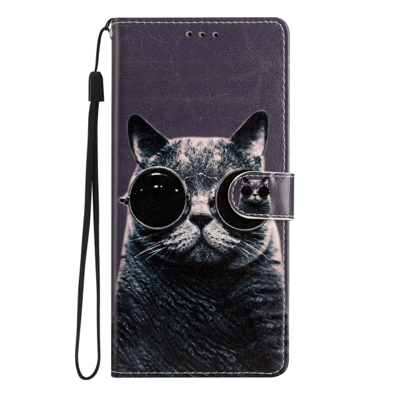 Samsung Galaxy A54 5G Katze Brille Tasche mit Riemen