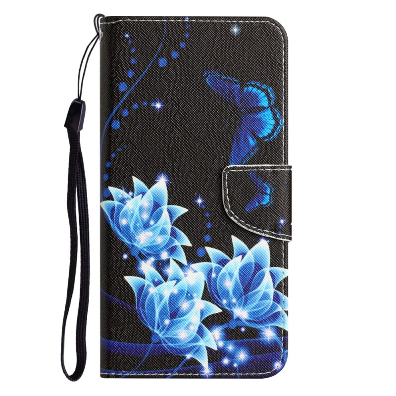 Hülle Samsung Galaxy A54 5G Schmetterlinge Die Nacht Mit Riemen