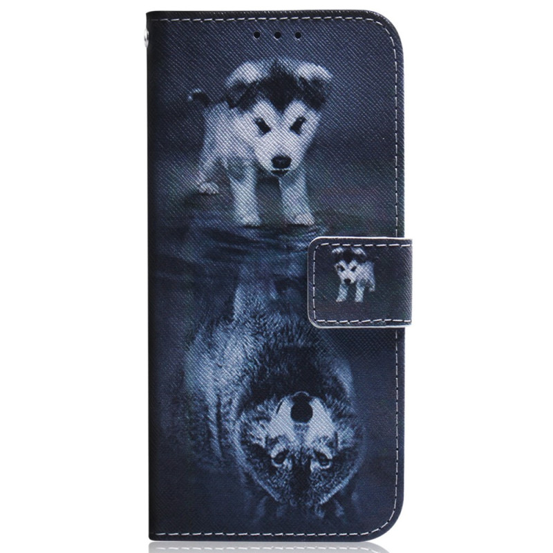 Samsung Galaxy A34 5G Wolf Aquarell Tasche mit Lanyard