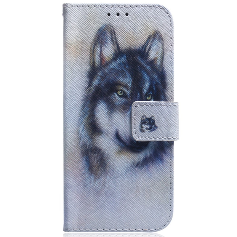 Samsung Galaxy A34 5G Wolf Aquarell Tasche mit Lanyard