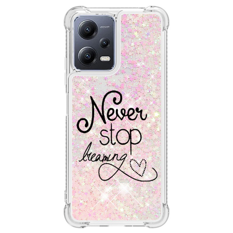 Xiaomi Redmi Note 12/Poco X5 5G Glitter Never Stop Dreaming Cover