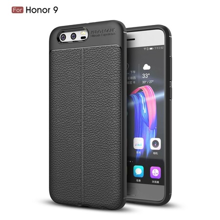 Huawei Honor 9 Cover Lederoptik Litschi Double Line