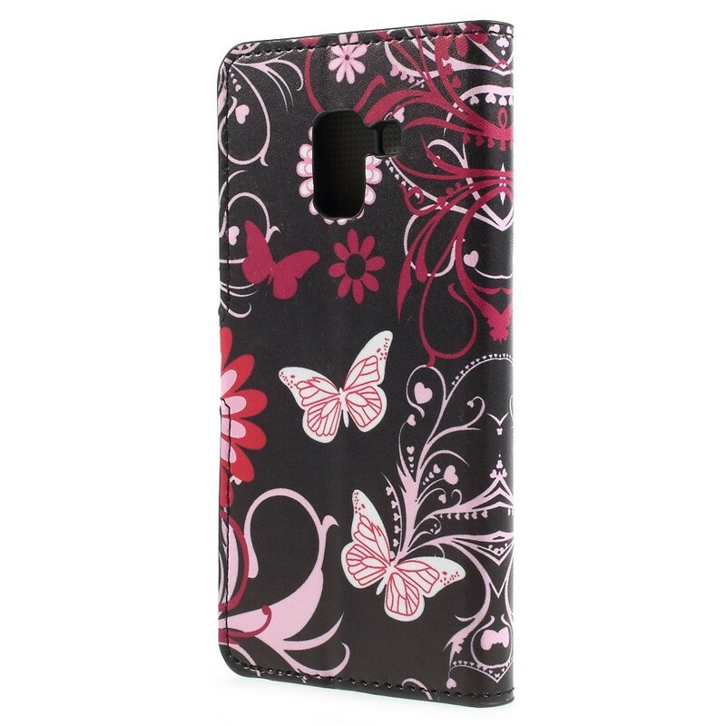 Hülle Samsung Galaxy A8 2018 Schmetterlinge und Blumen