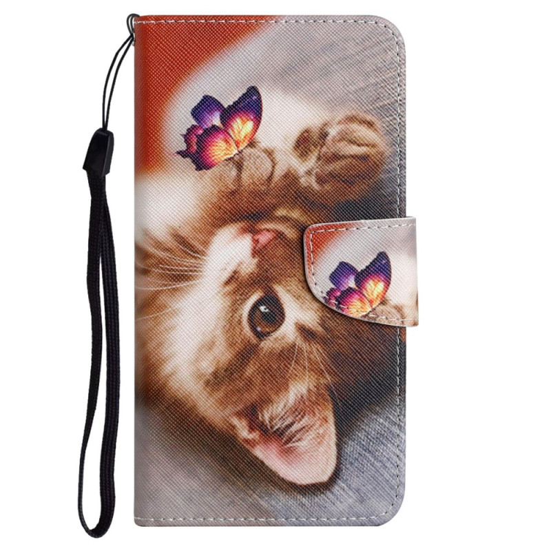 Xiaomi Redmi 12C Kätzchen und Schmetterling Riemchen Tasche