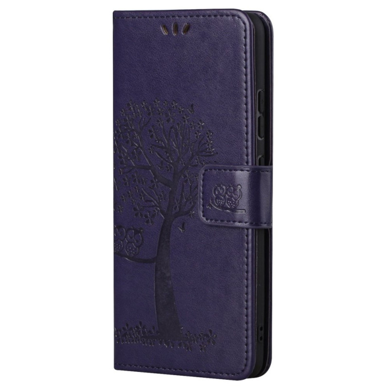 Tasche Moto G62 5G Baum und Eulen mit Riemen