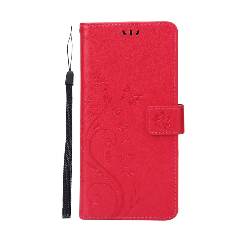 Moto G62 5G Blumige Tasche mit Riemen