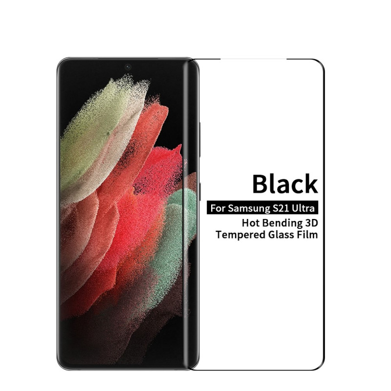 Samsung Galaxy S21 Ultra Display-Schutz aus gehärtetem Glas mit schwarzen Konturen