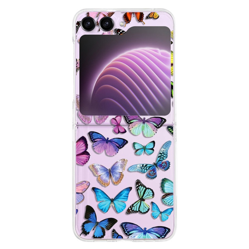 Samsung Galaxy Z Flip 5 Cover Transparent Bunte Schmetterlinge