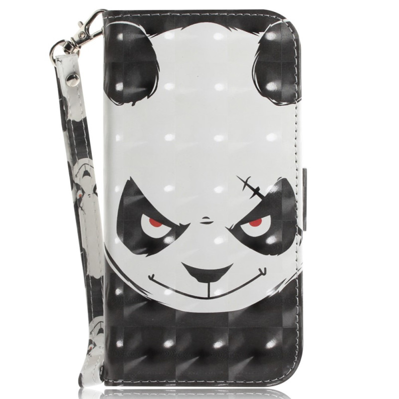 Moto G22 / E32s Angry Panda Tasche mit Riemen