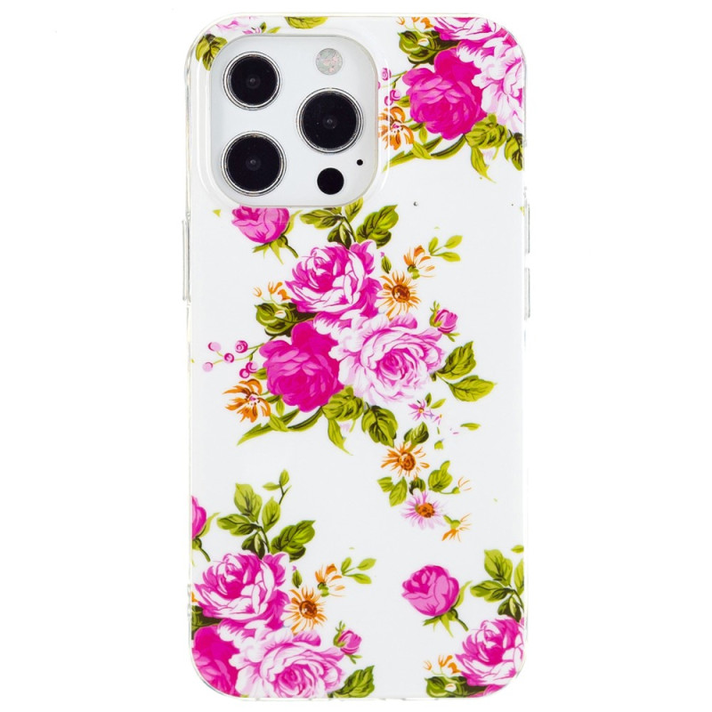 iPhone 15 Pro Cover Fluoreszierend Blumen