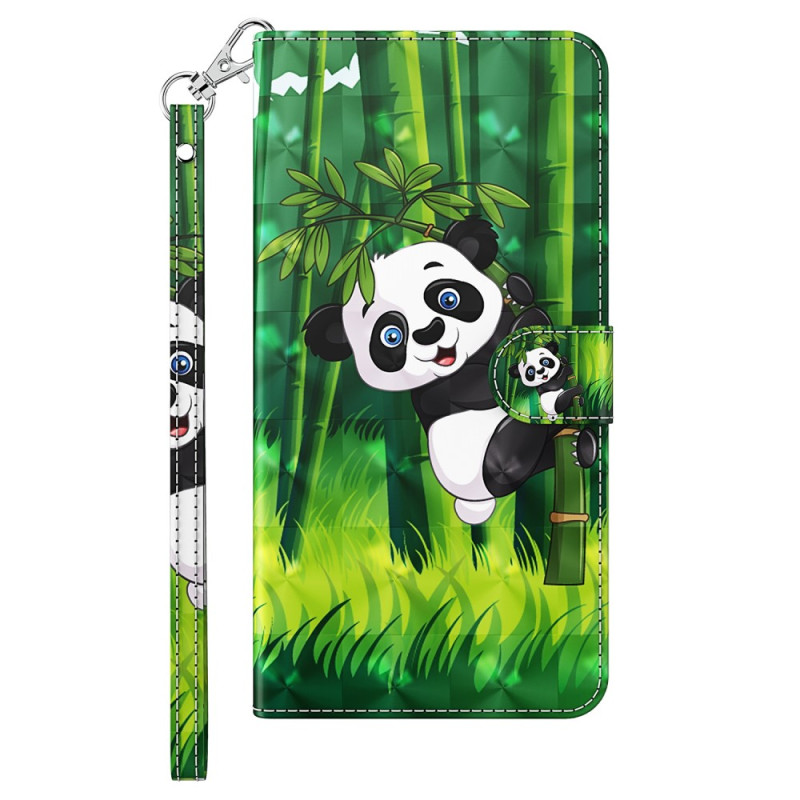 iPhone 15 Pro Hülle Panda Bambus 3D mit Riemen