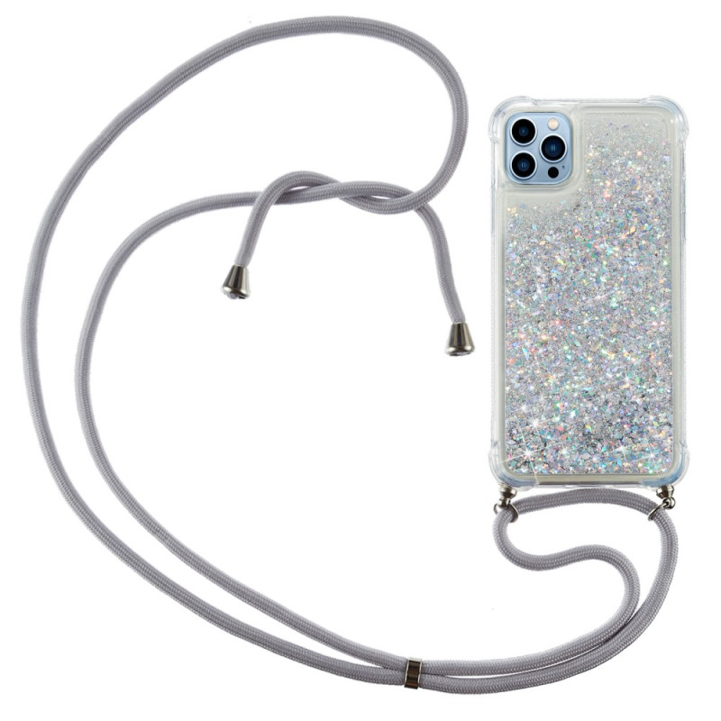 iPhone 15 Pro Cover mit Glitter-Kordel