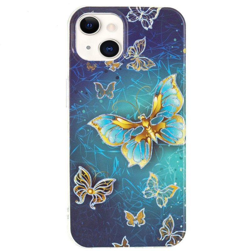 iPhone 15 Plus Cover Goldene Schmetterlinge