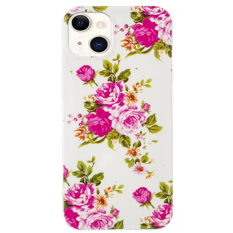 iPhone 15 Plus Cover Fluoreszierend Blumen