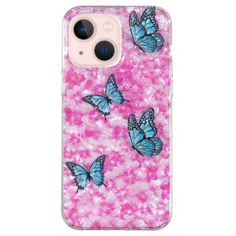 iPhone 15 Plus Cover Blumen und Schmetterlinge