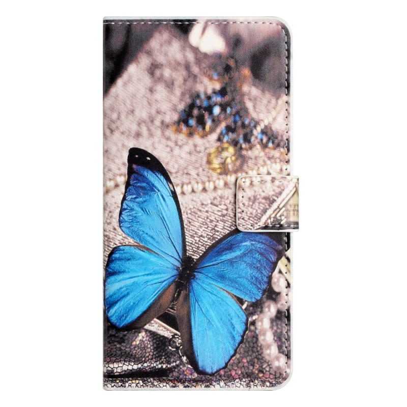 iPhone 15 Plus Hülle Schmetterling Blau