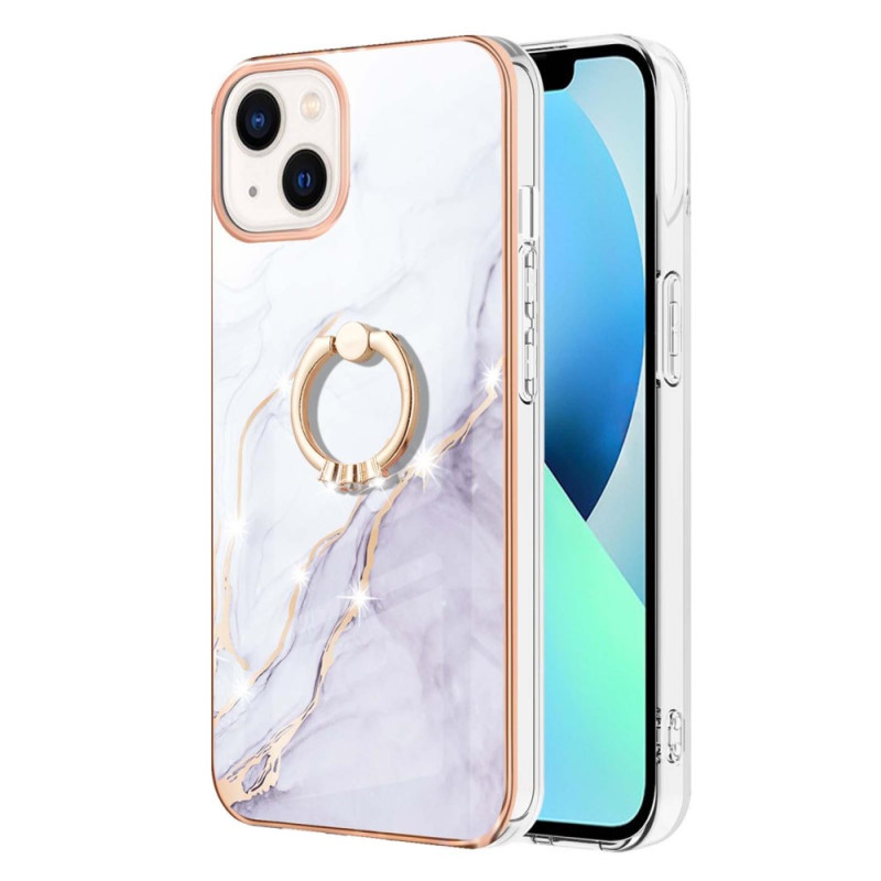 iPhone 15 Plus Style Marmor Cover mit Ringhalter