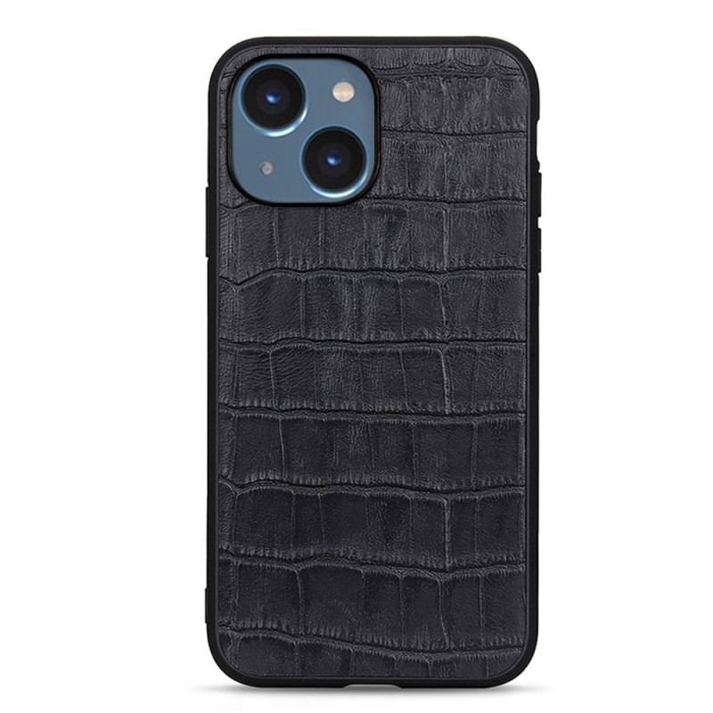 iPhone 15 Hülle aus echtem Leder mit Krokodil-Muster
