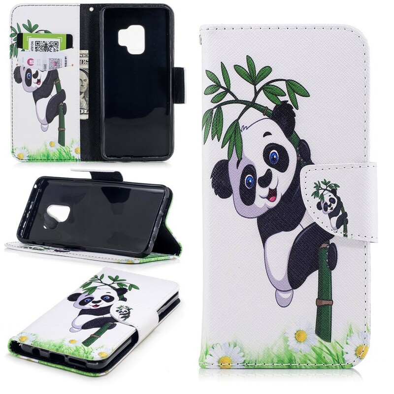 Samsung Galaxy S9 Panda Hülle Auf Bambus