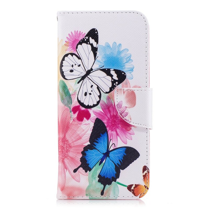 Samsung Galaxy S9 Plus Hülle Gemalte Schmetterlinge und Blumen Samsung Galaxy S9 Plus Hülle Gemalte Schmetterlinge und Blumen