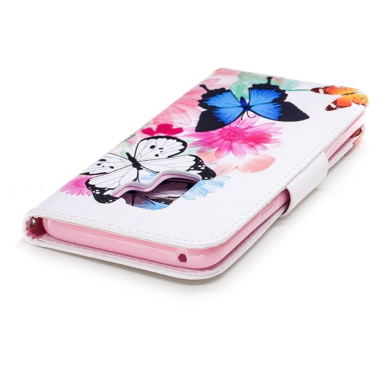 Samsung Galaxy S9 Plus Hülle Gemalte Schmetterlinge und Blumen Samsung Galaxy S9 Plus Hülle Gemalte Schmetterlinge und Blumen