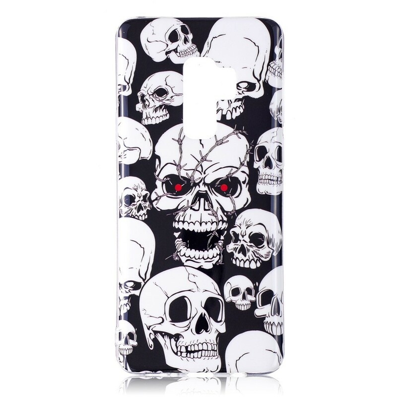 Samsung Galaxy S9 Cover Achtung Totenköpfe Fluoreszierend