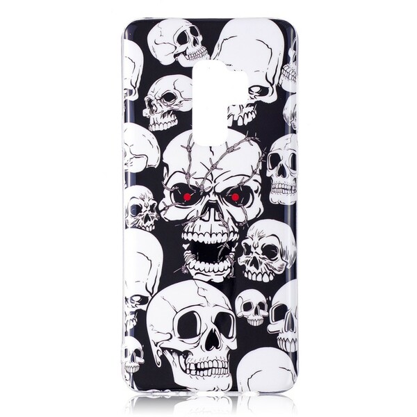 Samsung Galaxy S9 Cover Achtung Totenköpfe Fluoreszierend