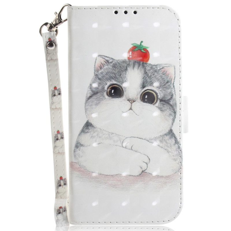 Samsung Galaxy S23 FE Tasche Katze Grau mit Riemen