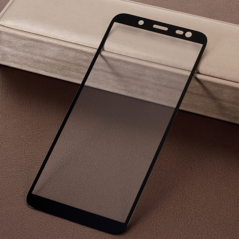 Samsung Galaxy J6 Displayschutz aus gehärtetem Glas mit schwarzen Konturen