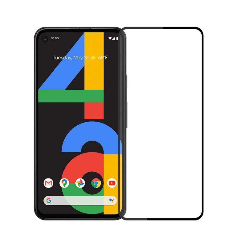 Protection en Verre Trempé Contours Noirs pour Google Pixel 4A PINWUYO