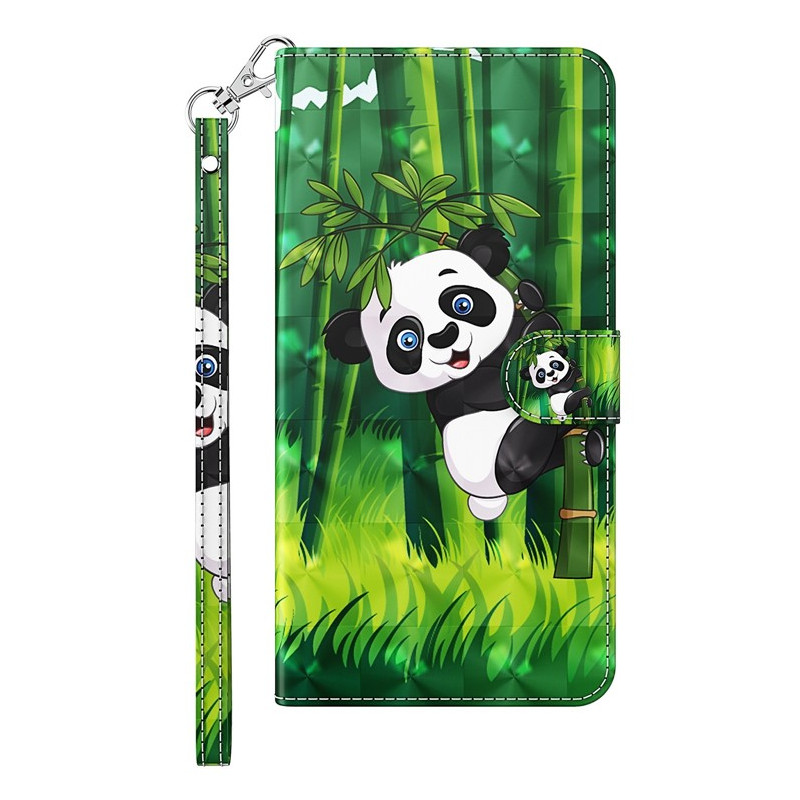 Tasche für Moto G14 Panda Bambus mit Riemen