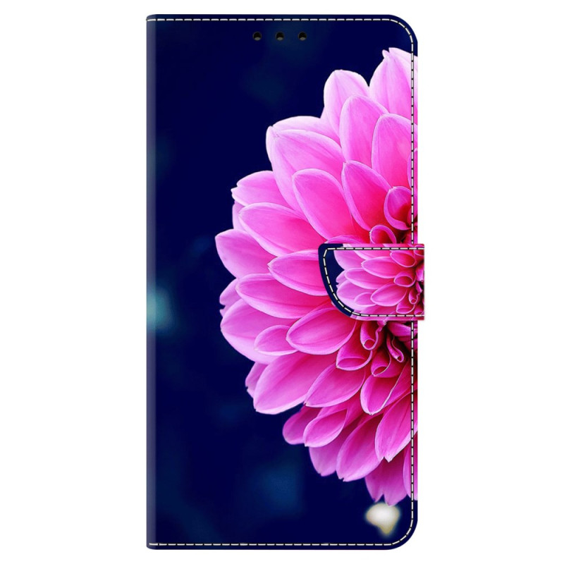 Samsung Galaxy S24 5G Hülle Rosa Blume auf blauem Grund
