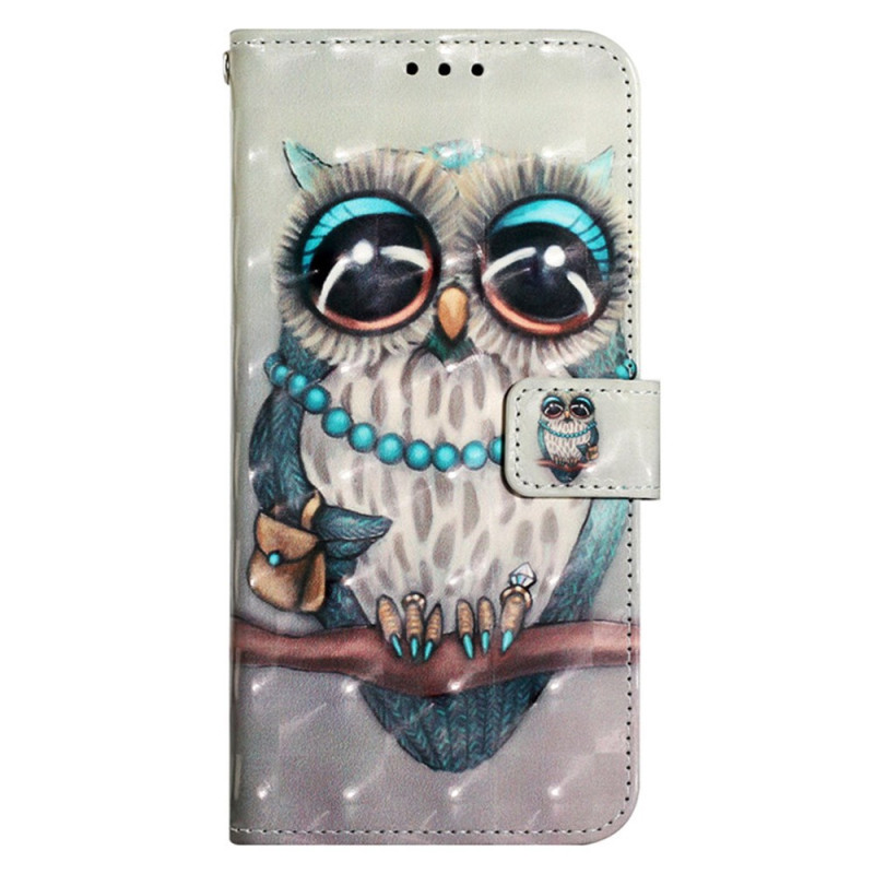 Samsung Galaxy S24 5G Tasche Eule Grau mit Riemen