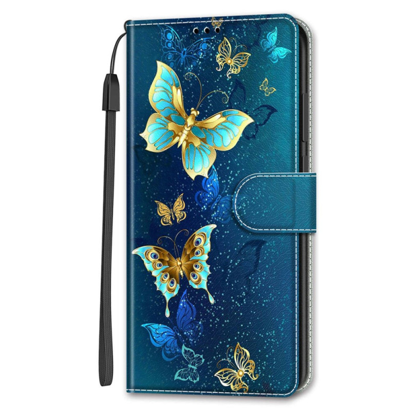 Hülle Samsung Galaxy S24 5G Zwei Schmetterlinge mit Riemen