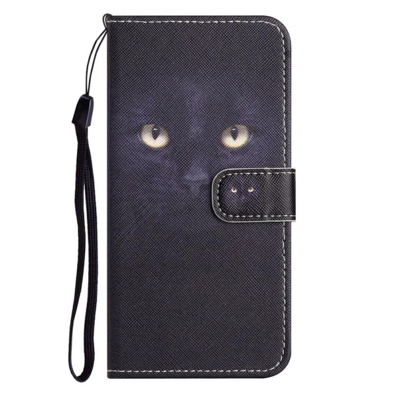 Samsung Galaxy S24 5G Katzenaugen Tasche Schwarz mit Riemen
