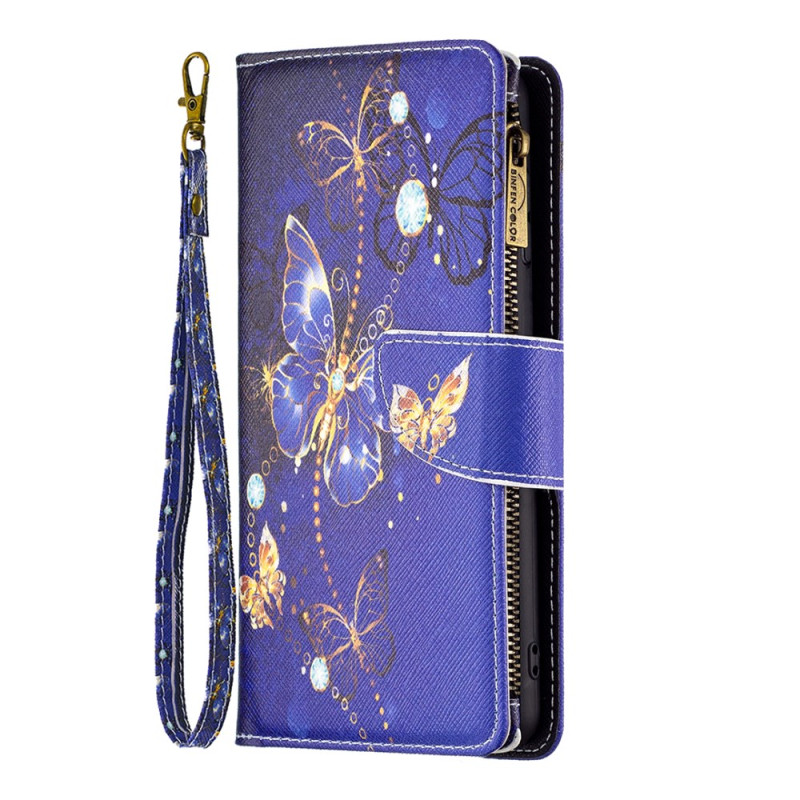 Samsung Galaxy S24 5G Lila Schmetterlinge Riemen
 Wallet Tasche