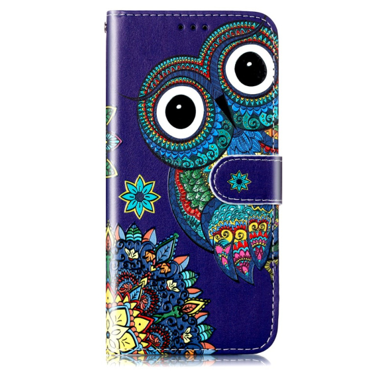 Samsung Galaxy S24 5G Tasche Eule Blau mit Riemen
