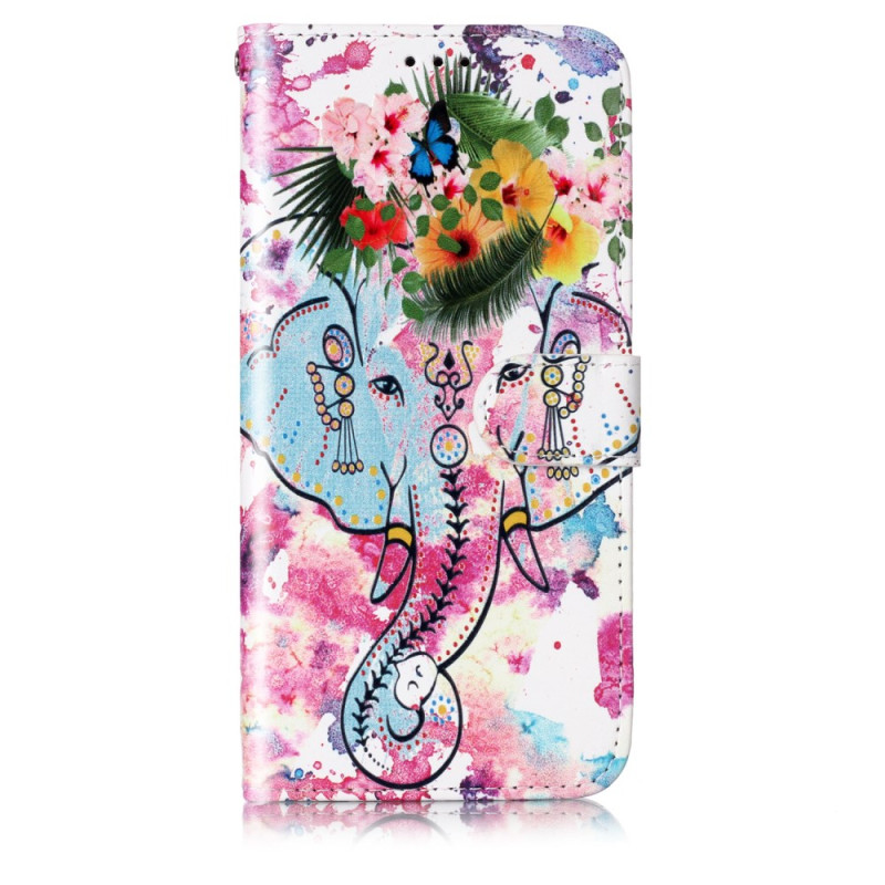Samsung Galaxy S24 5G Hülle Blumenelefant mit Trageriemen