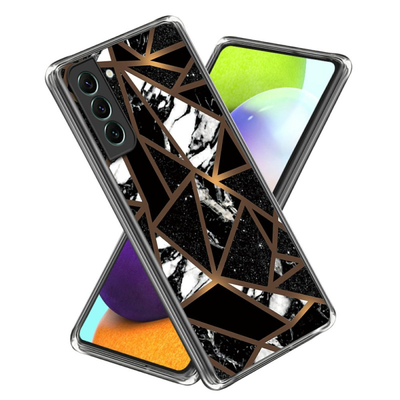 Samsung Galaxy S24 5G Cover Marmor Muster Abstrakt Geometrie Schwarz