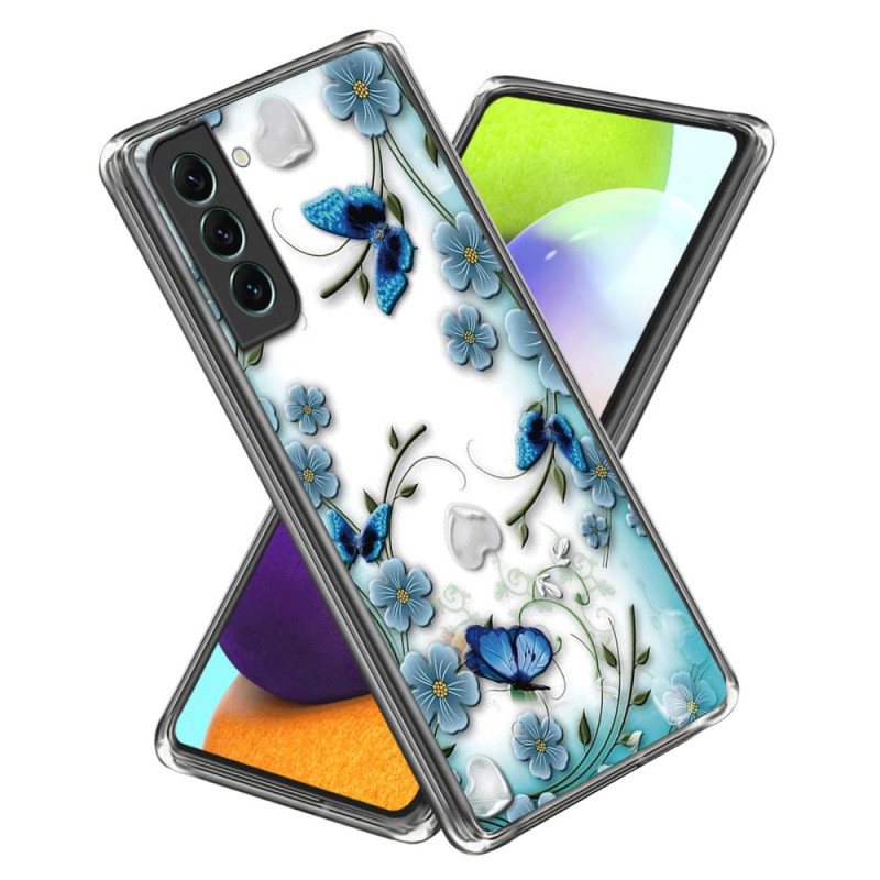 Samsung Galaxy S24 5G Schmetterlinge und Blumen Cover