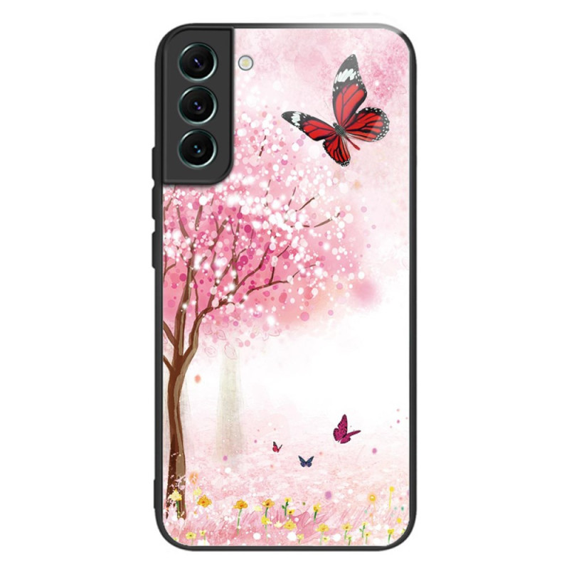 Samsung Galaxy S24 5G Gehäuse aus gehärtetem Glas Kirschblüten