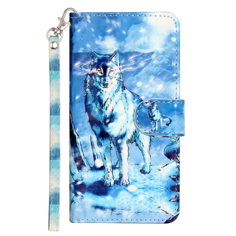 Tasche Moto G54 5G Schneewolf mit Riemen