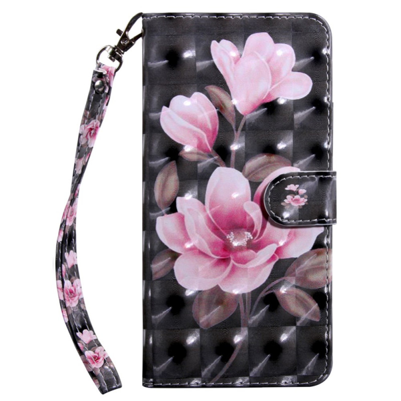 Moto G54 5G Riemchen Tasche Rosa Blumen Blüte