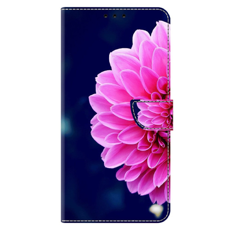 Moto G54 5G Hülle Rosa Blumen auf blauem Hintergrund