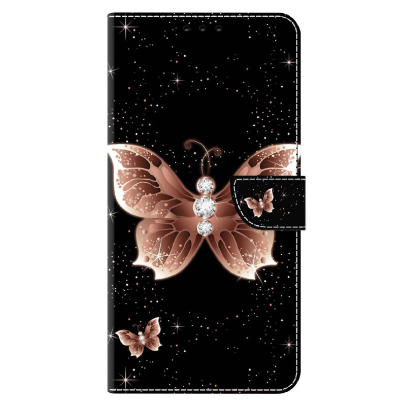 Moto G54 5G Schmetterlinge Diamant Rosa Tasche