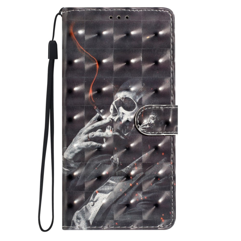 Tasche Moto G54 5G Rauchendes Skelett mit Riemen